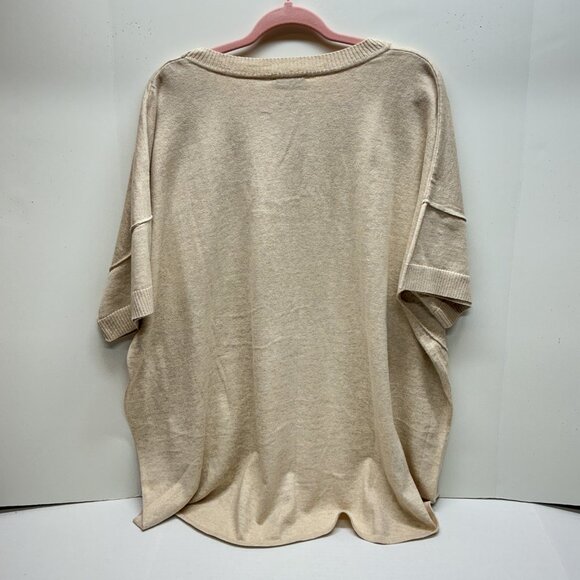 2X Top Tulip Hem Oversized Isaac Mizrahi Live A397083-Heather Oatmeal - Picture 8 of 11